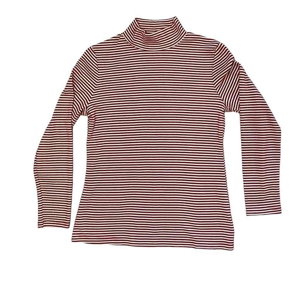 Striped Red and White Turtleneck Top with Gold accents (M)